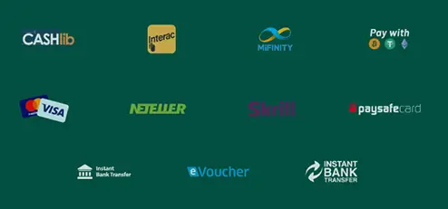 Beschikbare betaalmethoden bij Staxino Casino: CASHlib, Interac, MiFinity, Visa, Neteller, Skrill, Paysafecard, eVoucher en Instant Bank Transfer